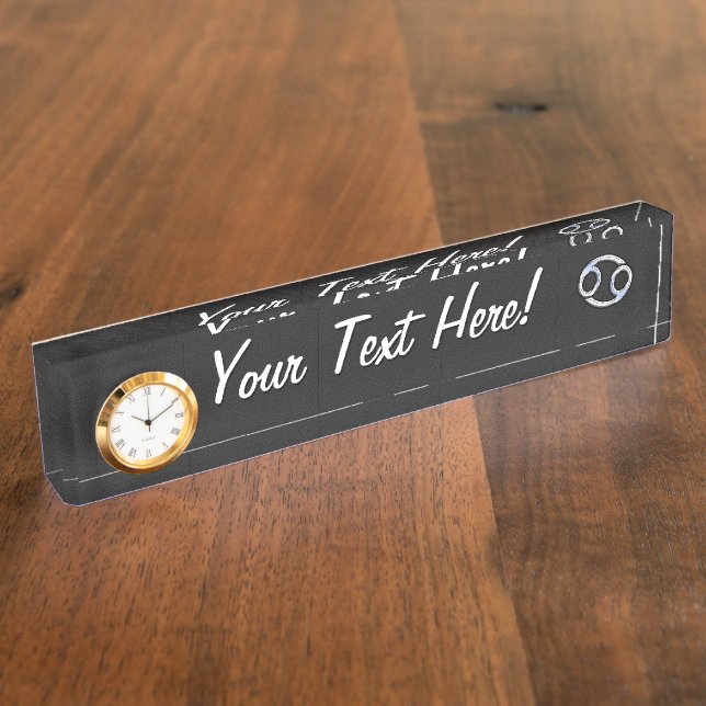 Porte-nom Pour Bureau Chrome Style Cancer Symbole Zodiaque (Taille)