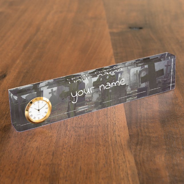 Porte-nom Pour Bureau cimetière éffrayant (Taille)