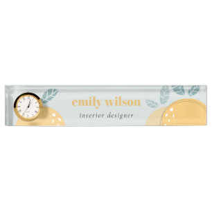Porte-nom Pour Bureau Citron bleu doux Abstrait Gras Citrus Fruité