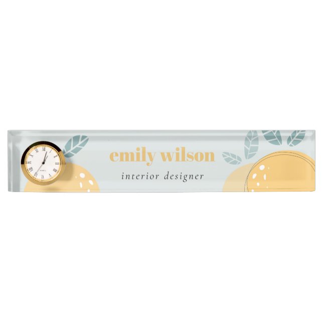 Porte-nom Pour Bureau Citron bleu doux Abstrait Gras Citrus Fruité (Devant)