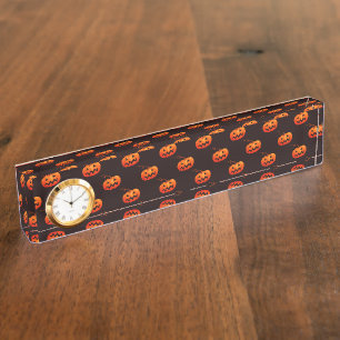 Porte-nom Pour Bureau Citrouille D'Halloween, Citrouille Orange Trou Ou 