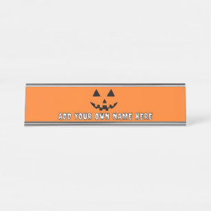 Porte-nom Pour Bureau Citrouille orange personnalisé Halloween Votre Nom