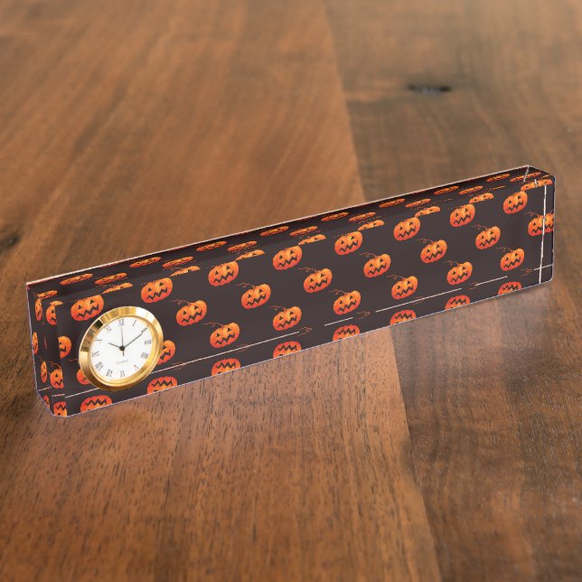 Porte-nom Pour Bureau Citrouilles d'Halloween, Citrouilles Orange Farce  (Taille)