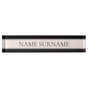 Porte-nom Pour Bureau Clair rose pâle Bleu Bande et Élégant Texte modifi