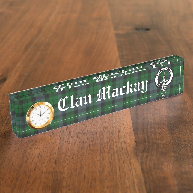 Porte-nom Pour Bureau Clan Mackay Crest Badge & Tartan personnalisable (Taille)