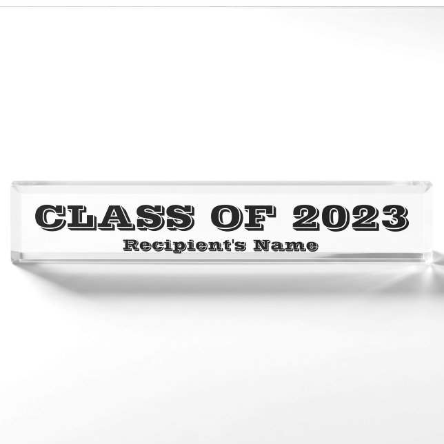 Porte-nom Pour Bureau Classe de papier noir clair 2023 par Janz (Devant)