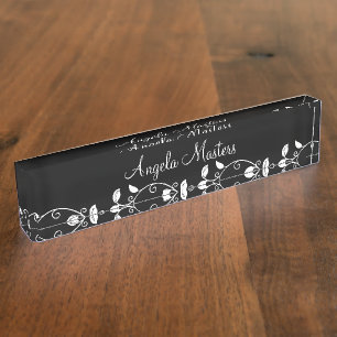 Porte-nom Pour Bureau Classe femme Floral Monogramme Executive