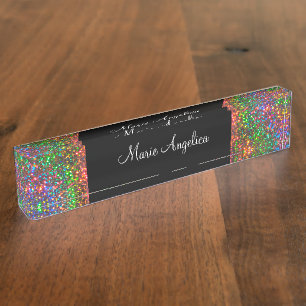 Porte-nom Pour Bureau Classé Glitzy Glam Ladies Monogram Desk Nameplate