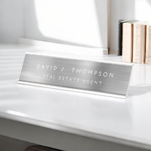Porte-nom Pour Bureau Classe moderne Executive Silver Professional