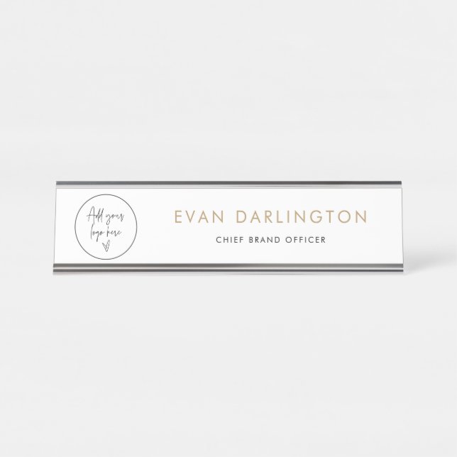 Porte-nom Pour Bureau Classic Gold Business Logo Company Name Plate (Devant)
