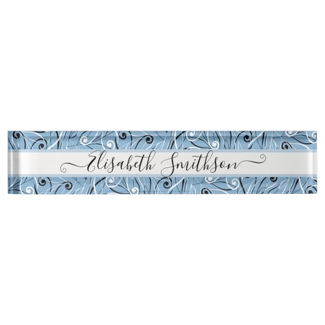 Porte-nom Pour Bureau Classique et élégant Pastel Blue Professional Flor (Devant)