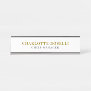 Porte-nom Pour Bureau Classique Minimaliste Couleur Or Professionnel