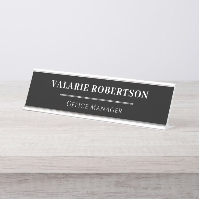 Porte-nom Pour Bureau Classique noir et blanc pour le bureau  (Devant)