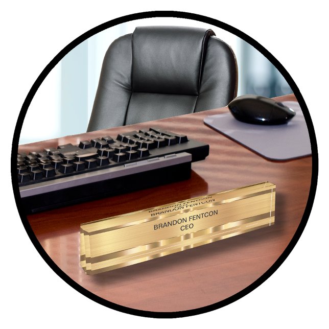 Porte-nom Pour Bureau Classy Executive Nom Cadeau Plaque Monogramme (Créateur téléchargé)