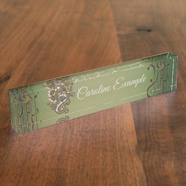 Porte-nom Pour Bureau Clavier de piano steampunk incurvé. (Taille)