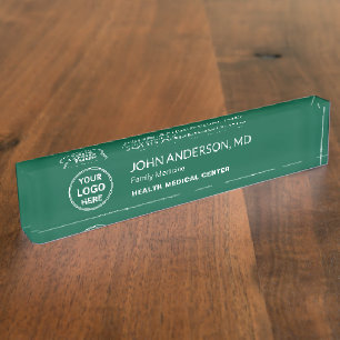 Porte-nom Pour Bureau Clinique de soins médicaux Logo personnalisé vert