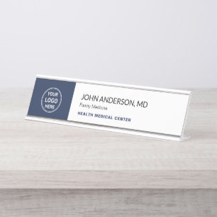 Porte-nom Pour Bureau Clinique de soins médicaux Navy White