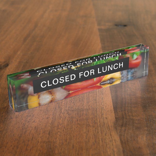 Porte-nom Pour Bureau Closed for Lunch Hamburger Acrylic Name Plate (Taille)