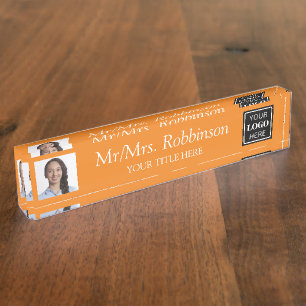 Porte-nom Pour Bureau Coach Photo Team Logo Moderne