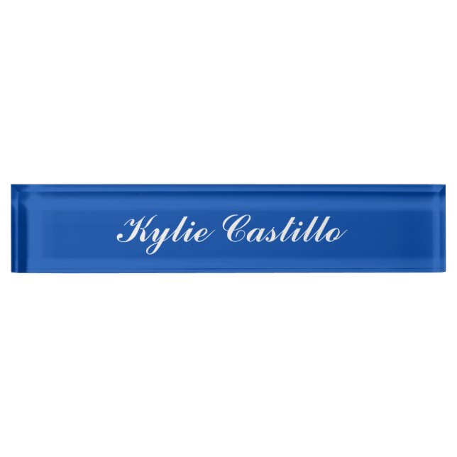 Porte-nom Pour Bureau Cobalt Blue Unique Professional Nom de calligraphi (Devant)