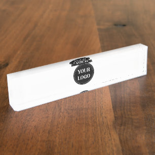 Porte-nom Pour Bureau Code QR noir élégant et élégant