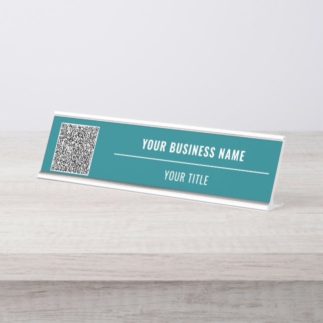 Porte-nom Pour Bureau Code QR personnalisé Bureau d'affaires Nom de la p (Devant)