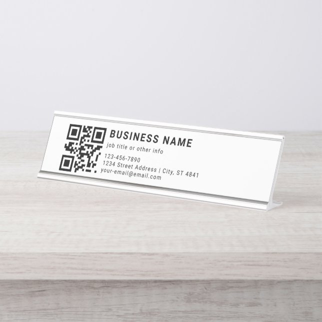 Porte-nom Pour Bureau Code QR promotionnel d'entreprise (Devant)