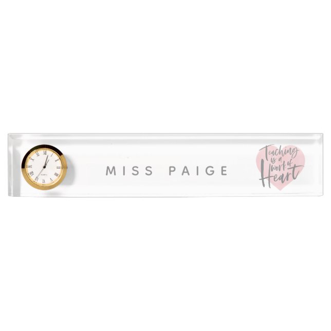 Porte-nom Pour Bureau Coeur d'aquarelle de cadeau de professeur (Devant)