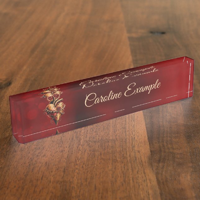 Porte-nom Pour Bureau Coeur de passion romance et amour. (Taille)