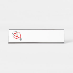 Porte-nom Pour Bureau Coeur stéthoscope