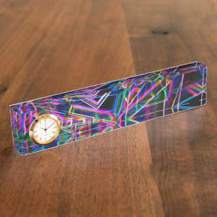 Porte-nom Pour Bureau coins carrés et taches de couleur néon