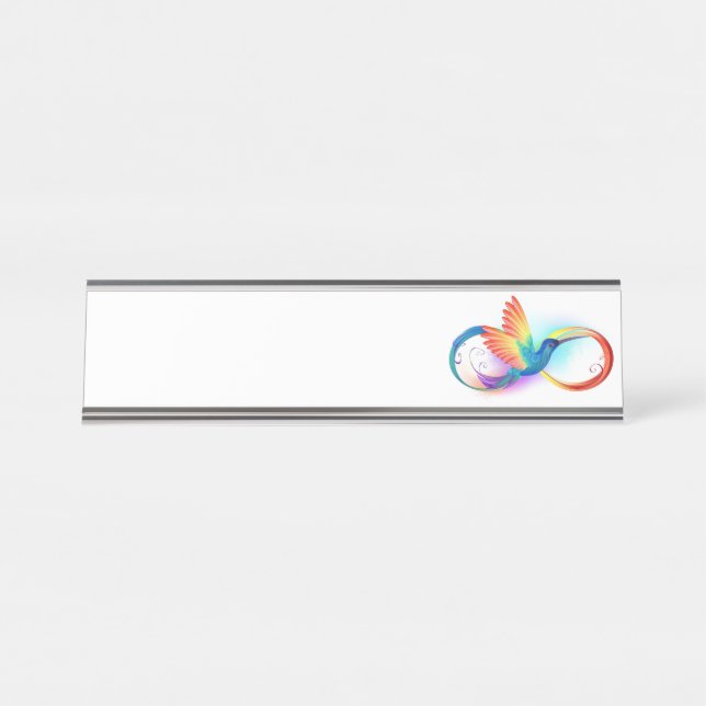 Porte-nom Pour Bureau Colibri arc-en-ciel avec symbole Infinity (Devant)