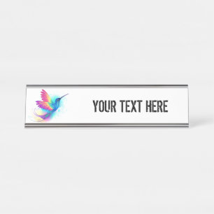 Porte-nom Pour Bureau Colibri arc-en-ciel exotique