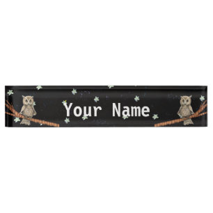 Porte-nom Pour Bureau Collier de hibou Brown vintage Crescent Lune Étoil