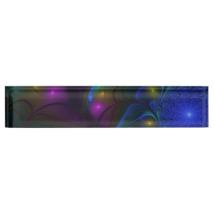 Porte-nom Pour Bureau Coloré Lumineux Abstrait moderne Trippy Fractal