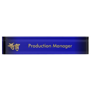 Porte-nom Pour Bureau Comédie et tragédie Théâtre Masques Cobalt