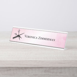 Porte-nom Pour Bureau Concepteur esthéticienne rose