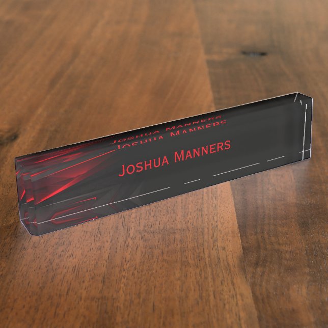 Porte-nom Pour Bureau Conception abstraite rouge au point (Taille)