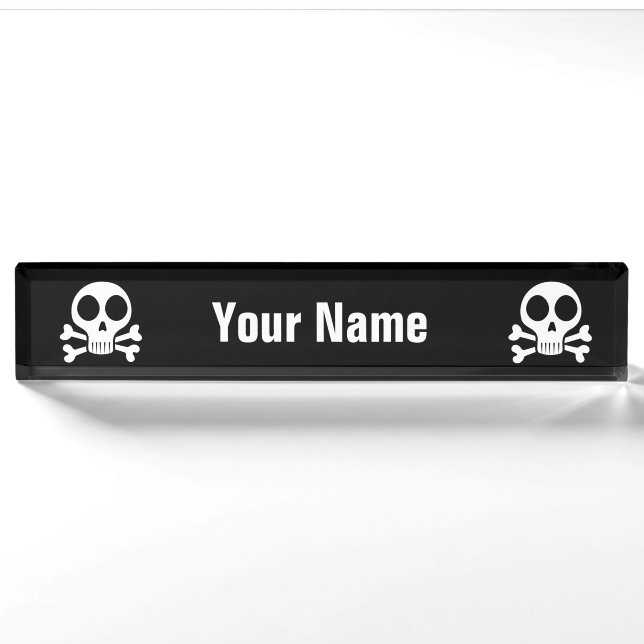 Porte-nom Pour Bureau Conception de crâne de pirate (Devant)
