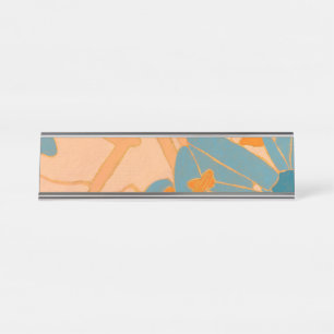 Porte-nom Pour Bureau Conception de feuille contemporaine en pêche
