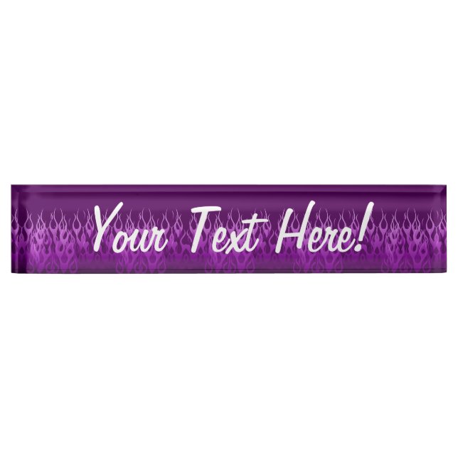 Porte-nom Pour Bureau Conception de flammes de course violettes cool (Devant)
