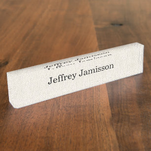 Porte-nom Pour Bureau Conception de toile de jute texturisée par Faux