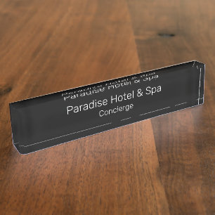 Porte-nom Pour Bureau Concierge chic de thème d'hospitalité