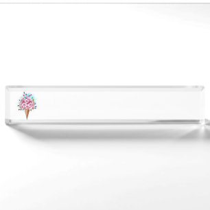 Porte-nom Pour Bureau Cône rose Sakura crème glacée gaufre