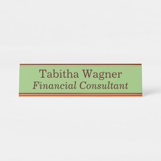 Porte-nom Pour Bureau Conseiller financier Green (Devant)