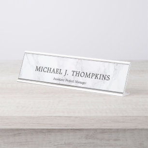Porte-nom Pour Bureau Construction de marbre blanche de texture de Faux