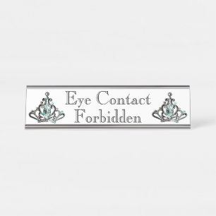 Porte-nom Pour Bureau "Contact oculaire interdit"
