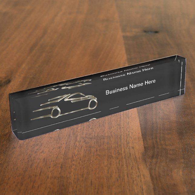 Porte-nom Pour Bureau Cool Automotive Thème Silver Tone Voiture (Taille)
