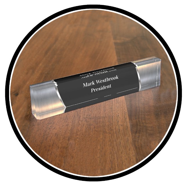 Porte-nom Pour Bureau Cool Masculine Homme Monogramme Exécutif (Créateur téléchargé)