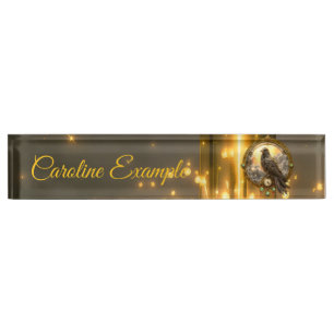 Porte-nom Pour Bureau Corbeau Gardien du Temps – Horlogerie Gothique